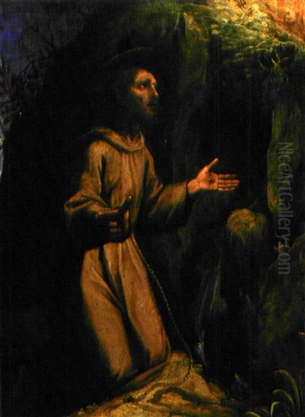 Saint Francois Recevant Les Stigmates Oil Painting by Giuseppe Cesari