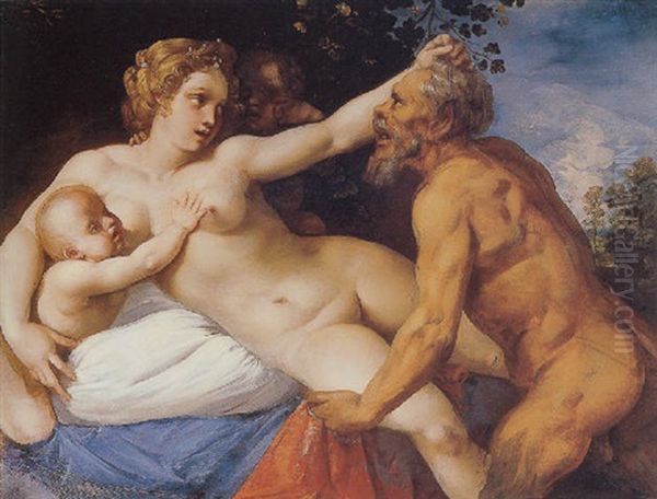 Jupiter And Antiope Oil Painting by Giuseppe Cesari