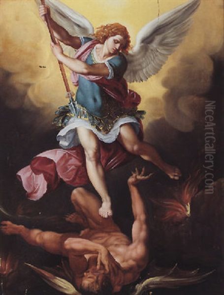 The Archangel Michael Triumphing Over Satan Oil Painting by Giuseppe Cesari