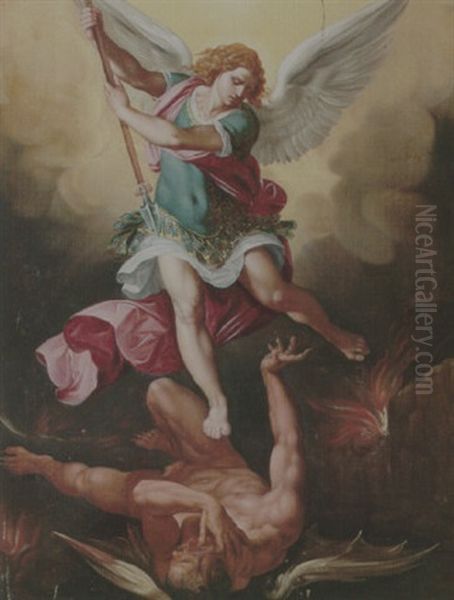 The Archangel Michael Triumphing Over Satan Oil Painting by Giuseppe Cesari