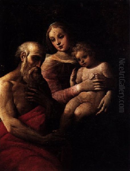 The Madonna And Child With Saint Jerome Oil Painting by Giuseppe Cesari