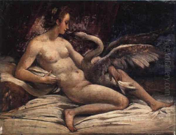 Leda And The Swan Oil Painting by Giuseppe Cesari