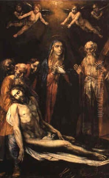 Christ Taken Down From The Cross Oil Painting by Giuseppe Cesari