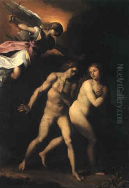 The Expulsion From The Garden Of Eden Oil Painting by Giuseppe Cesari