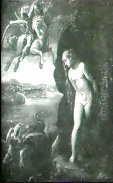 Persee Delivrant Andromede Oil Painting by Giuseppe Cesari