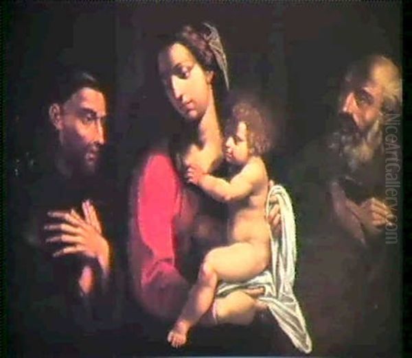 The Holy Family With Saint Francis Oil Painting by Giuseppe Cesari