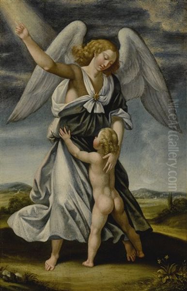 The Guardian Angel Oil Painting by Muzio Cesari