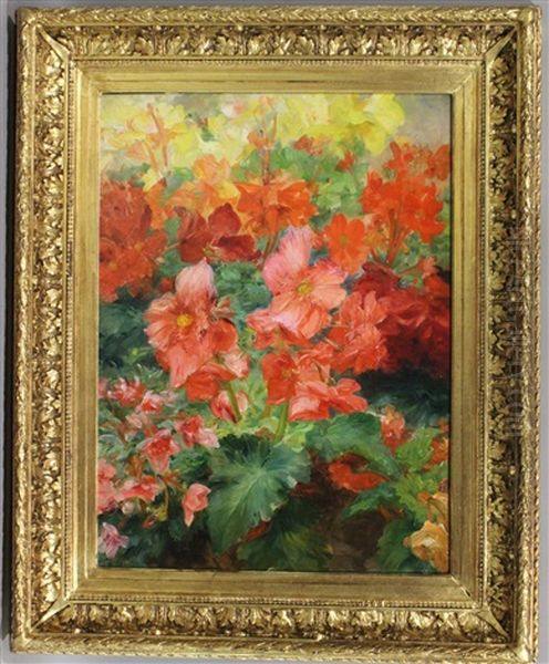 Bouquet De Fleurs Rouge by Achille Theodore Cesbron