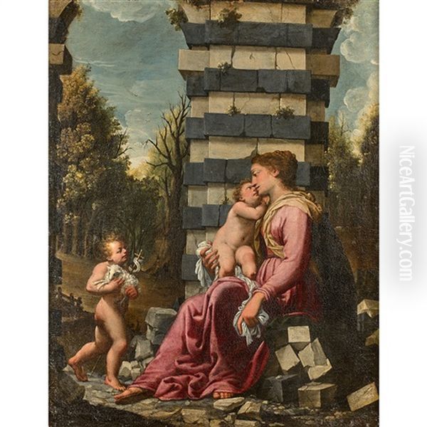 Vierge A L'enfant Avec Saint Jean-baptiste Oil Painting by Bartolomeo Cesi