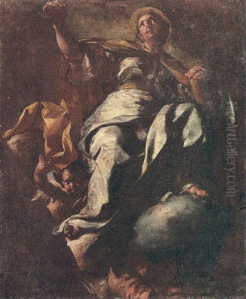 An Allegorical Female Figure Oil Painting by Jacopo Cestaro