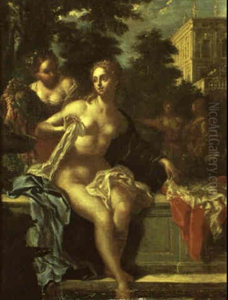 Bathsheba At Her Toilet Oil Painting by Jacopo Cestaro