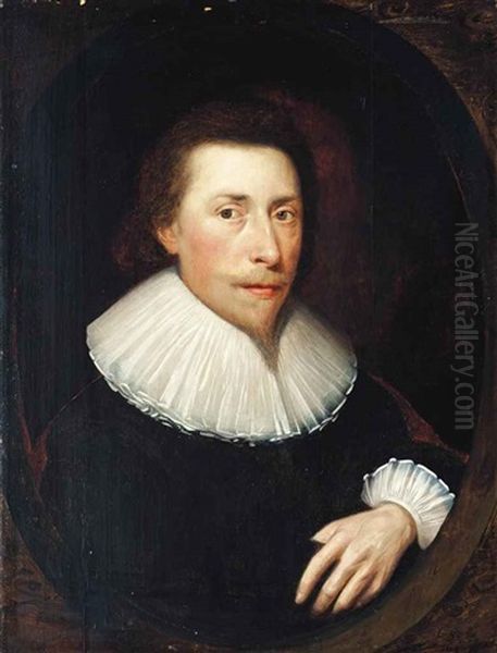 Portrait Of A Gentleman, In A Black Coat And White Ruff Oil Painting by Jonson van Ceulen