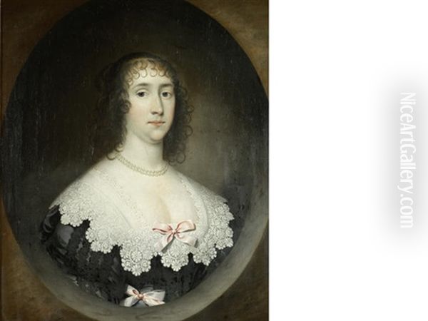 Portrait Of A Lady, Bust-length, In A Black Dress With A White Lace Collar Oil Painting by Jonson van Ceulen