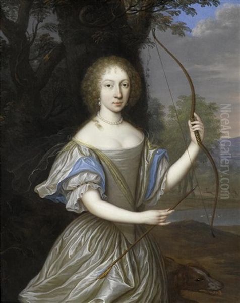 Portrat Der Anna Dorothea Von Lehndorff Als Diana Oil Painting by Jonson van Ceulen