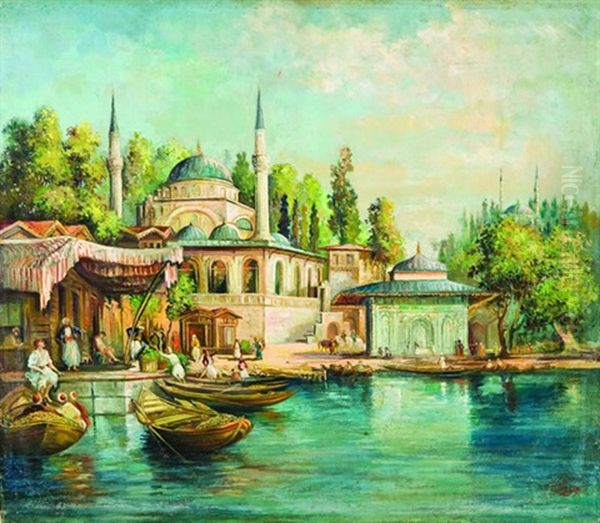 Mihrimah Sultan Cami Oil Painting by Ueskuedarli Cevat