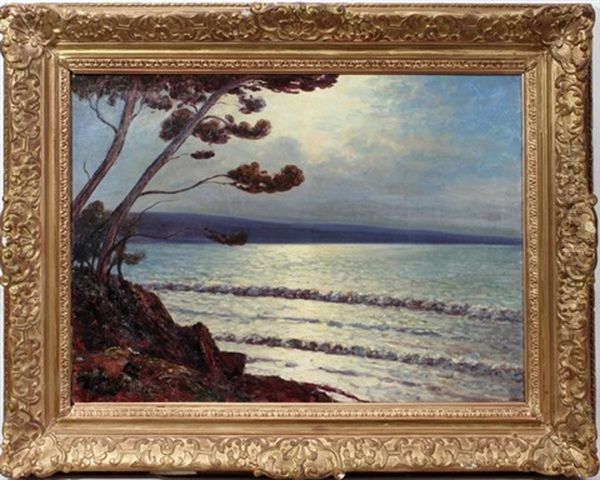 Seascape With Coastline Oil Painting by Arsene Chabanian