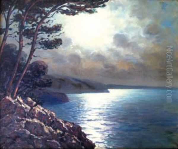 Rivage Au Clair De Lune Oil Painting by Arsene Chabanian