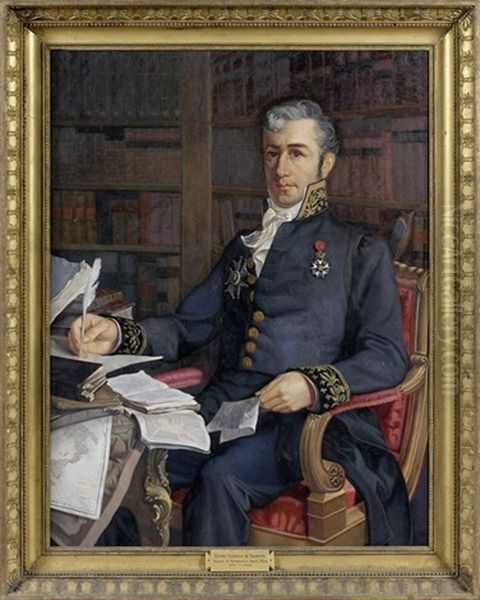 Portrait Du Comte Camille De Tournon-simiane, Prefet De Rome, Puis Prefet De La Gironde Et Du Rhone Sous La Restauration Oil Painting by Jean Pierre Charles de Chabannes La Palice