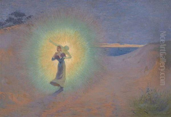 Hommage A Gounod ; Mireille Traversant Le Desert De La Crau Oil Painting by Maurice Chabas