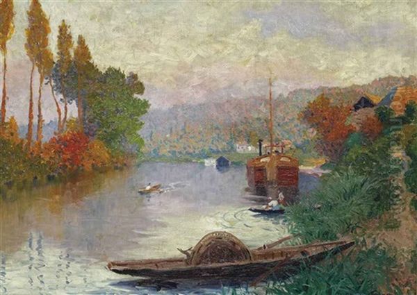 A Summer Afternoon On The River Oil Painting by Maurice Chabas