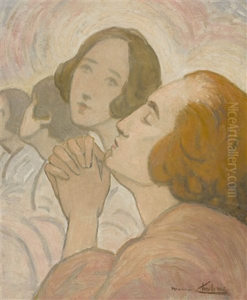 Tetes De Femmes (la Priere) Oil Painting by Maurice Chabas