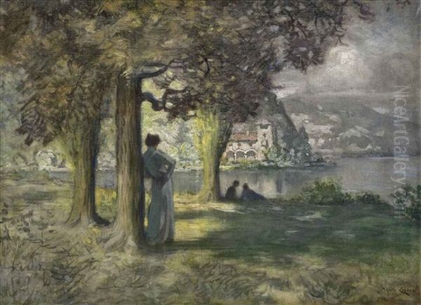 Changing Skies Over The Lake Oil Painting by Maurice Chabas