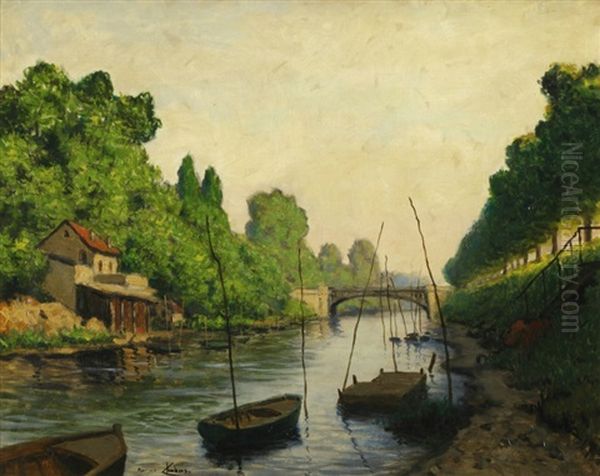 La Seine A Neuilly Oil Painting by Maurice Chabas