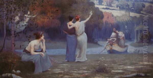 An Idyll Oil Painting by Maurice Chabas