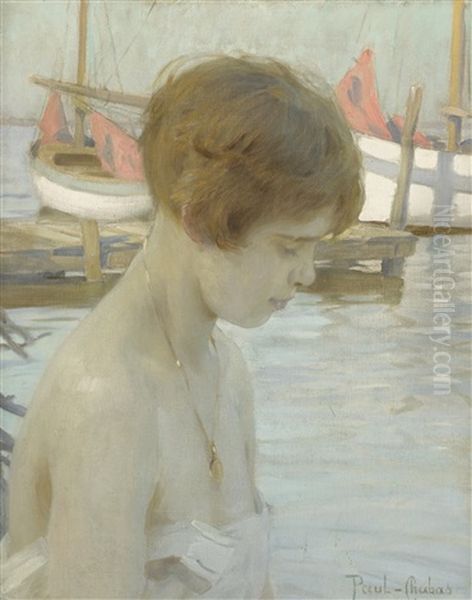 Young Girl At The Harbor Oil Painting by Paul Emile Chabas