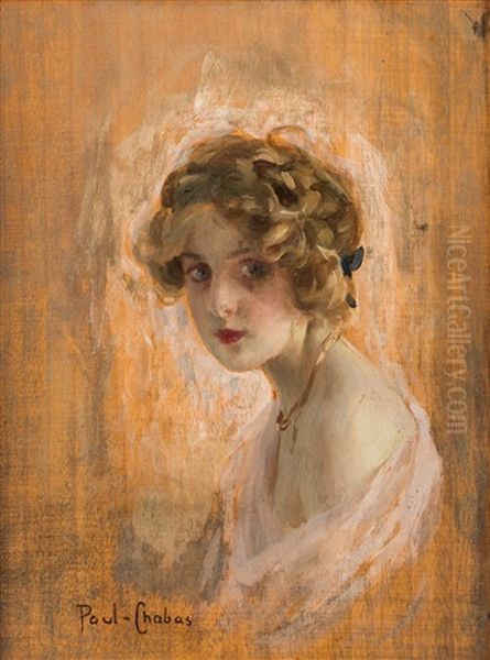 Portrait Of Young Woman In Profile Oil Painting by Paul Emile Chabas