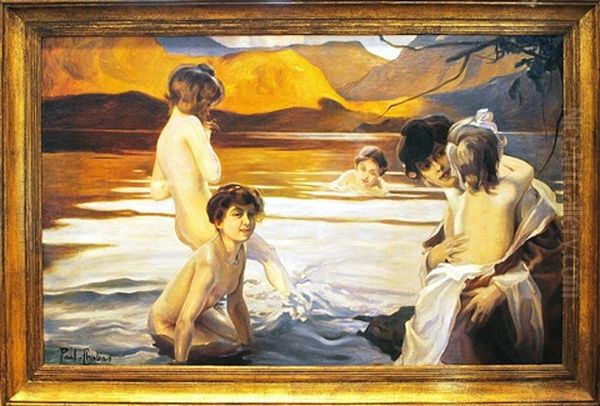 Koupajici Se Divky Oil Painting by Paul Emile Chabas