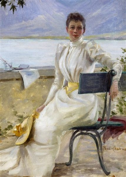 Junge Dame Vor Der Kulisse Des Lac D'annecy Oil Painting by Paul Emile Chabas