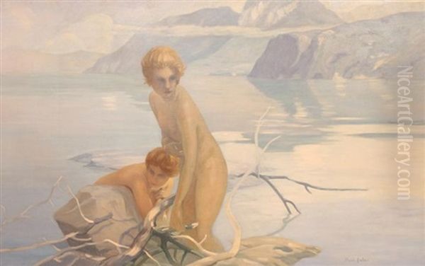 Baigneuses Au Lac D'annecy Oil Painting by Paul Emile Chabas