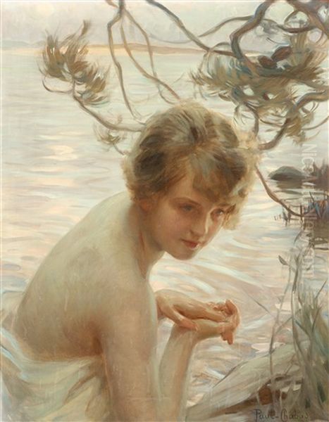 Ung Kvinna Vid Vatten Oil Painting by Paul Emile Chabas