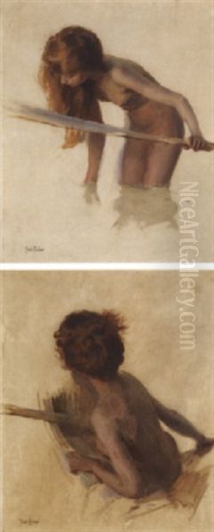 Jeune Baigneuse Penchee Oil Painting by Paul Emile Chabas