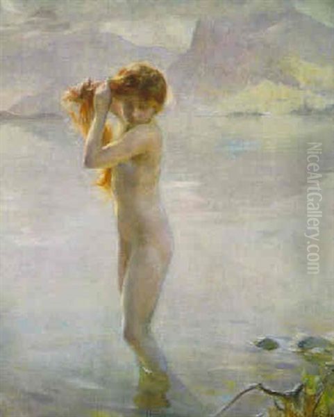 Nymph In A Sylvan Lake Oil Painting by Paul Emile Chabas