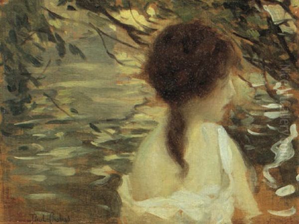 Junges Madchen An Einem Teich Oil Painting by Paul Emile Chabas