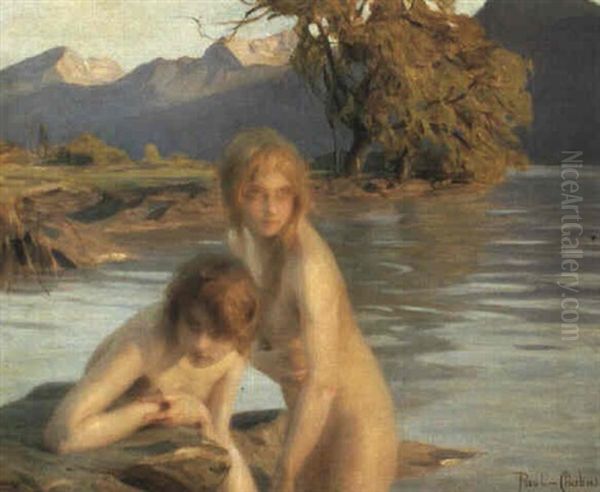 Zwei Madchen Beim Bade Oil Painting by Paul Emile Chabas