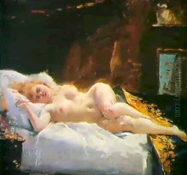 Liggende Model Oil Painting by Paul Emile Chabas