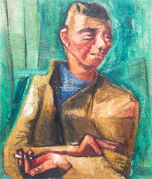 Man Met Sigaret' / Man With Cigaret Oil Painting by Hendrik Chabot