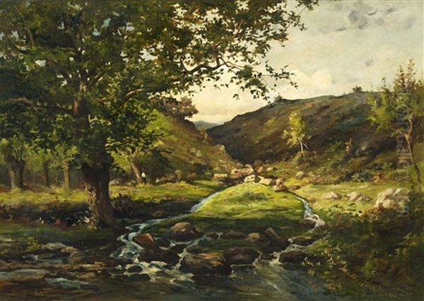 Sommertag Am Bachlauf Am Fusse Der Pyrenaen Oil Painting by Leonce Chabry