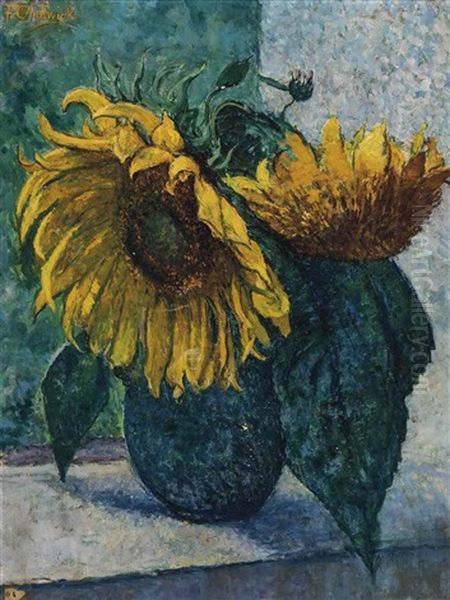 Vase De Tournesols Oil Painting by Francis Brooks Chadwick