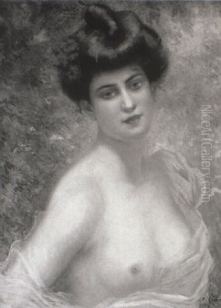 A Young Beauty Oil Painting by Eugene Chaffanel