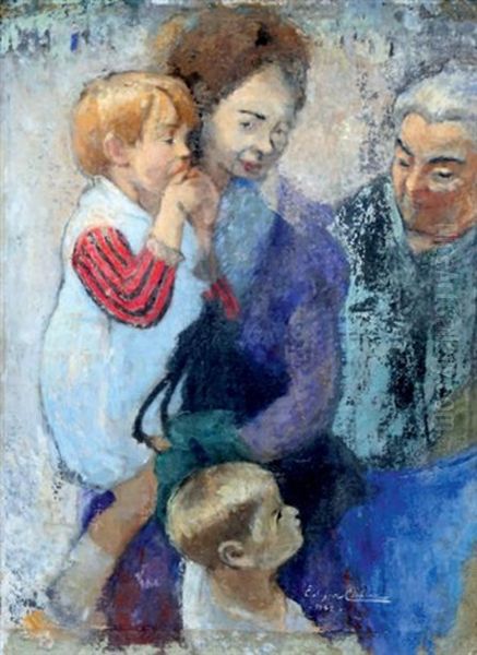 Trois Generations: Femmes Et Enfants Oil Painting by Edgar Chahine