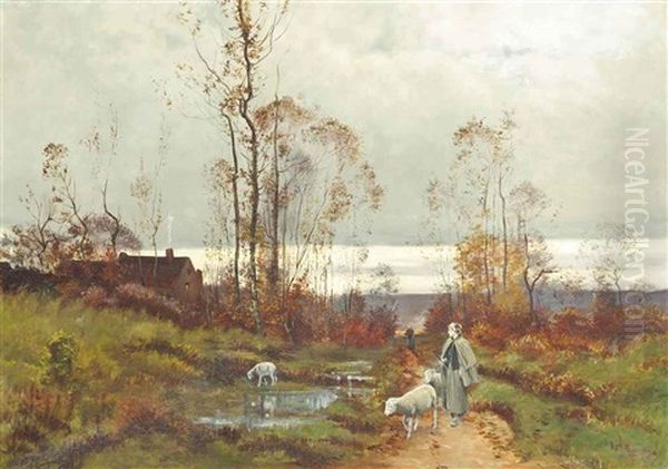 The Shepherdess Oil Painting by Jean Ferdinand Chaigneau