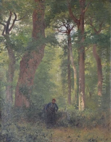 Fagoteuse En Foret Oil Painting by Jean Ferdinand Chaigneau