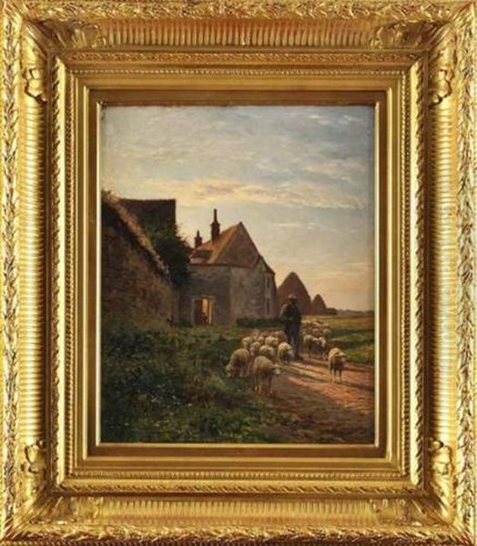 Le Pere Chicoree Sortant De La Ferme Oil Painting by Jean Ferdinand Chaigneau