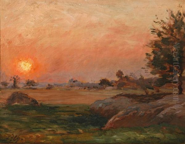 Landschaft Bei Sonnenuntergang Oil Painting by Jean Ferdinand Chaigneau