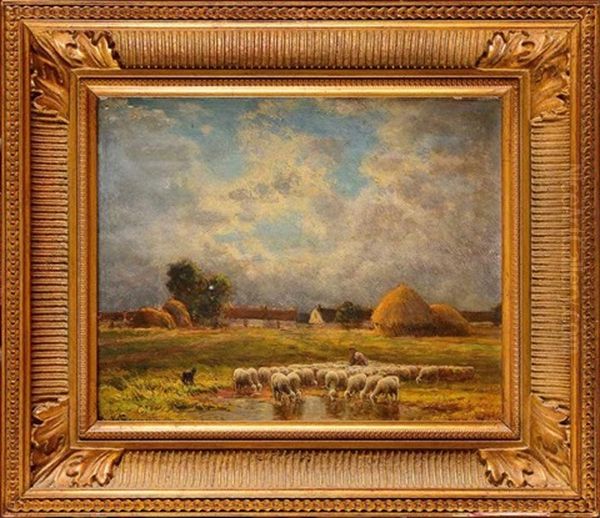 Moutons Pres De L'etang Oil Painting by Paul Chaigneau