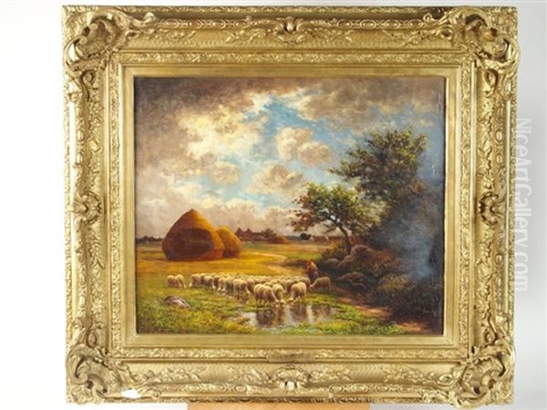 Paysage Au Troupeau De Moutons Oil Painting by Paul Chaigneau